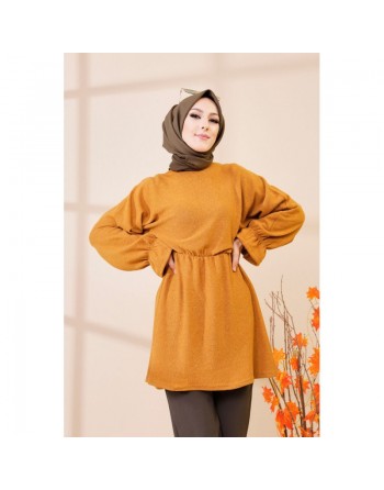 Tunique manches longues pour femme - Couleur moutarde 
