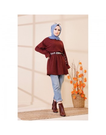 Tunique manches longues pour femme - Couleur bordeaux 