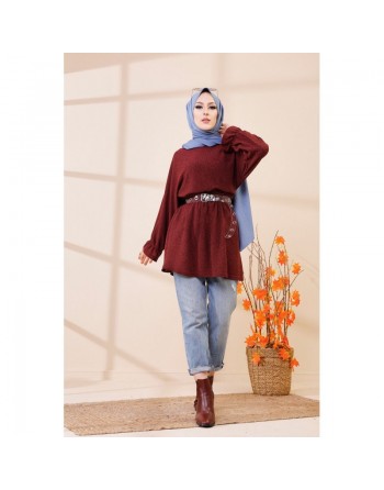 Tunique manches longues pour femme - Couleur bordeaux 