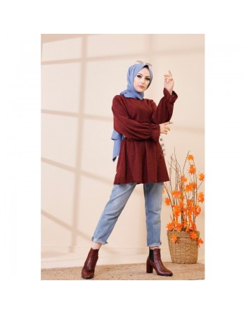 Tunique manches longues pour femme - Couleur bordeaux 