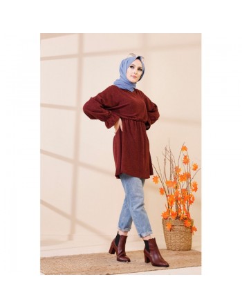 Tunique manches longues pour femme - Couleur bordeaux 