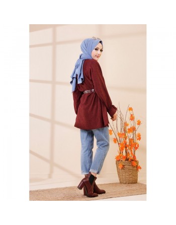 Tunique manches longues pour femme - Couleur bordeaux 