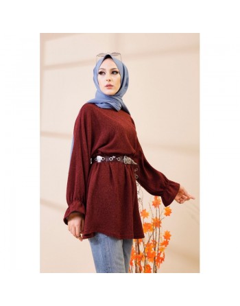 Tunique manches longues pour femme - Couleur bordeaux 