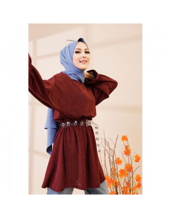 Tunique manches longues pour femme - Couleur bordeaux 