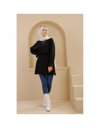 Tunique manches longues pour femme - Couleur noir 