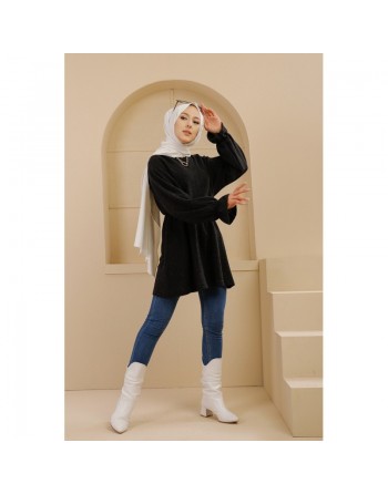 Tunique manches longues pour femme - Couleur noir 