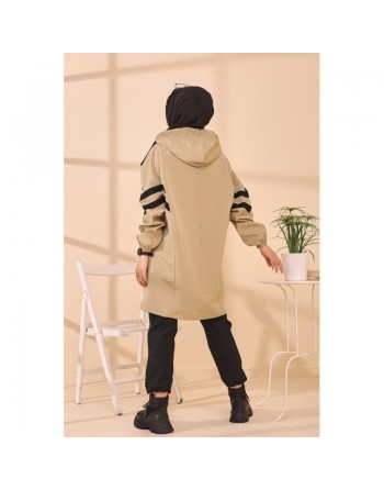 Imperméable à capuche femme (Vêtement Hiver Tendance Saisons Automne Hiver) - Couleur kaki clair 