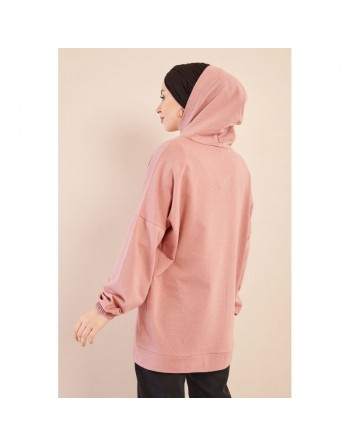 Tunique avec capuche imprimé "Like a cute baby" (Style Moderne) - Couleur rose poudré 