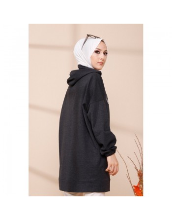 Tunique avec capuche (Boutique Vetement Moderne Hijab) - Couleur noir 
