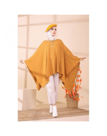 Poncho pour femme (Cape pour hijab) - Couleur moutarde 