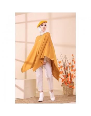 Poncho pour femme (Cape pour hijab) - Couleur moutarde 