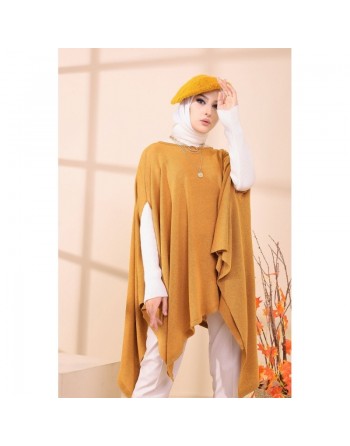 Poncho pour femme (Cape pour hijab) - Couleur moutarde 