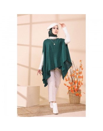 Poncho pour femme (Cape pour hijab) - Couleur vert émeraude 
