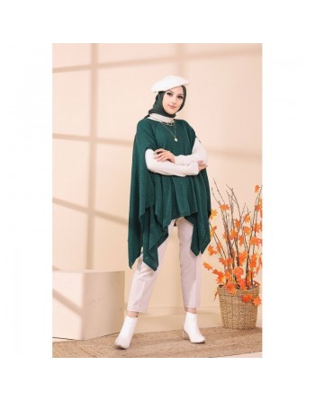 Poncho pour femme (Cape pour hijab) - Couleur vert émeraude 