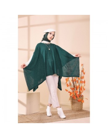 Poncho pour femme (Cape pour hijab) - Couleur vert émeraude 