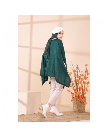 Poncho pour femme (Cape pour hijab) - Couleur vert émeraude 