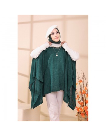 Poncho pour femme (Cape pour hijab) - Couleur vert émeraude 