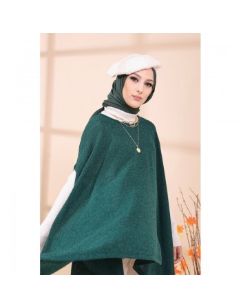 Poncho pour femme (Cape pour hijab) - Couleur vert émeraude 