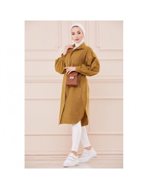 Chemise longue et ample pour femme (Vetement oversize pour hijab) - Couleur moutarde Chemise longue et ample pour femme (Vetement oversize pour hijab) - Couleur moutarde