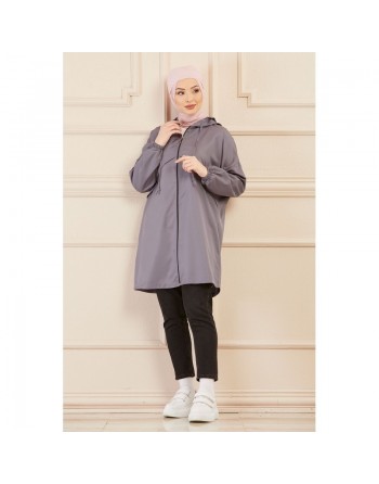 Imperméable ample pour femme (Tenue Hidjab Automne Hiver) - Couleur gris 