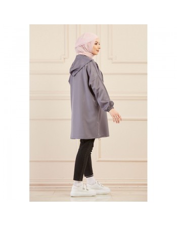 Imperméable ample pour femme (Tenue Hidjab Automne Hiver) - Couleur gris 