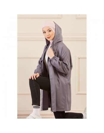 Imperméable ample pour femme (Tenue Hidjab Automne Hiver) - Couleur gris 