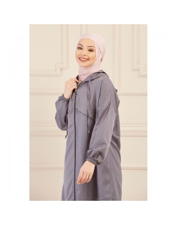 Imperméable ample pour femme (Tenue Hidjab Automne Hiver) - Couleur gris 