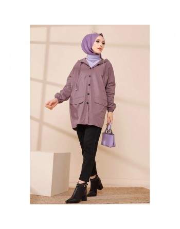 Trench ample - Parka tissu épais pour femme (Vêtement Hijab Saisons Automne Hiver) - Couleur parme foncé 