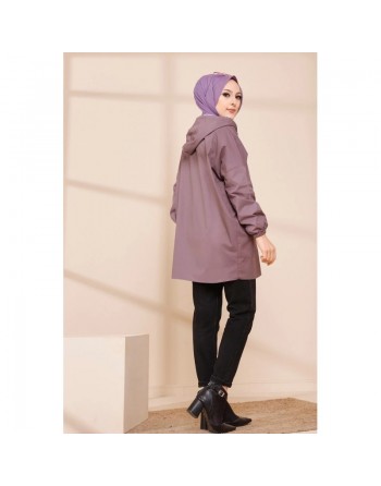 Trench ample - Parka tissu épais pour femme (Vêtement Hijab Saisons Automne Hiver) - Couleur parme foncé 