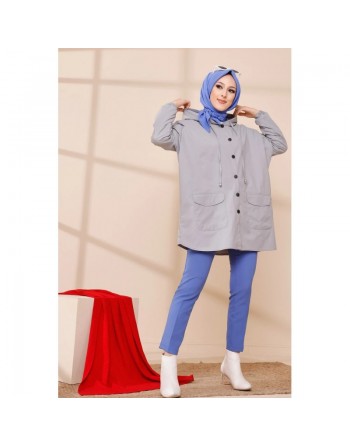 Trench - Parka femme (Vêtement Hijab Saisons Automne Hiver) - Couleur gris clair 