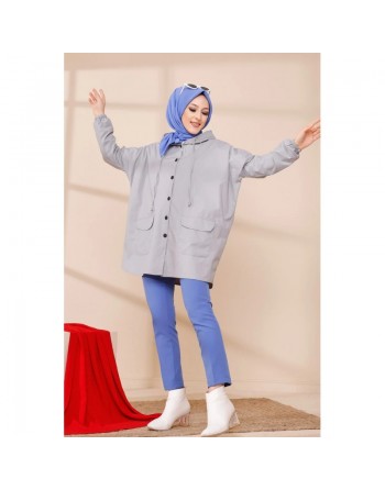 Trench - Parka femme (Vêtement Hijab Saisons Automne Hiver) - Couleur gris clair 
