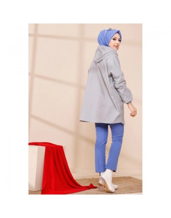 Trench - Parka femme (Vêtement Hijab Saisons Automne Hiver) - Couleur gris clair 