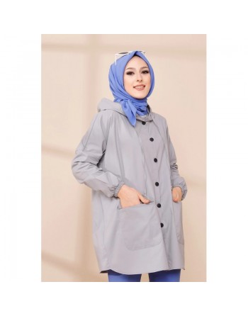 Trench - Parka femme (Vêtement Hijab Saisons Automne Hiver) - Couleur gris clair 