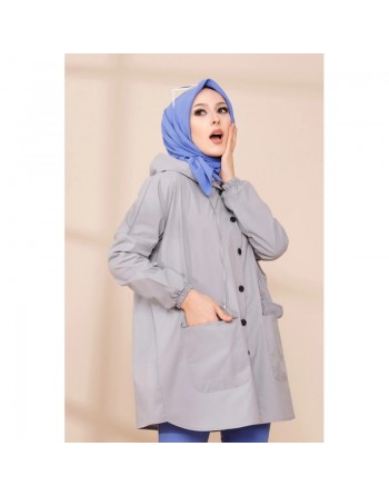 Trench - Parka femme (Vêtement Hijab Saisons Automne Hiver) - Couleur gris clair 