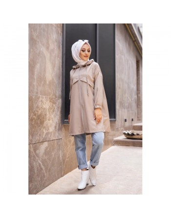 Trench imperméable pour femme (Vetement hijab automne hiver) - Couleur roche 