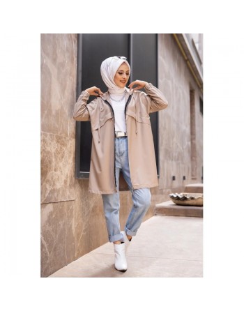 Trench imperméable pour femme (Vetement hijab automne hiver) - Couleur roche 