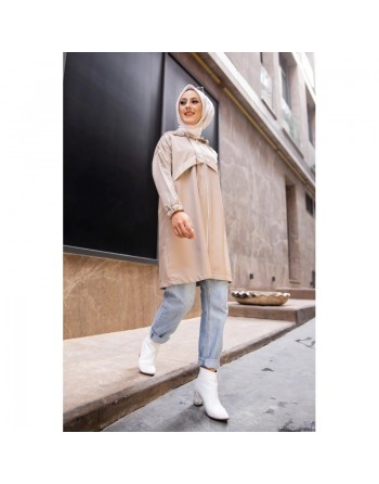 Trench imperméable pour femme (Vetement hijab automne hiver) - Couleur roche 