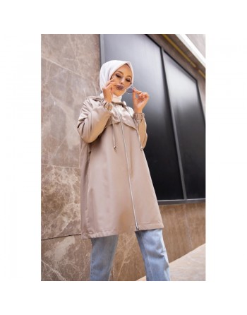 Trench imperméable pour femme (Vetement hijab automne hiver) - Couleur roche 