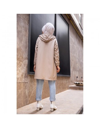 Trench imperméable pour femme (Vetement hijab automne hiver) - Couleur roche 