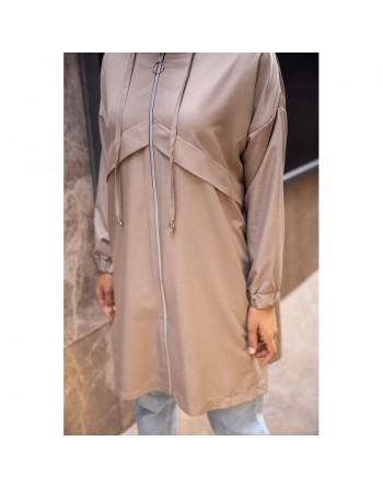 Trench imperméable pour femme (Vetement hijab automne hiver) - Couleur roche 