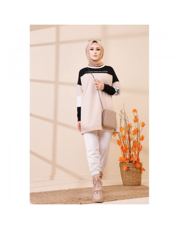Tunique ample style décontracté et sport (Tenue Hijab moderne) - Couleur sable 