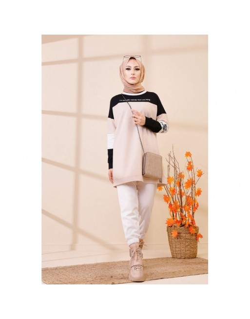 Tunique ample style décontracté et sport (Tenue Hijab moderne) - Couleur sable 