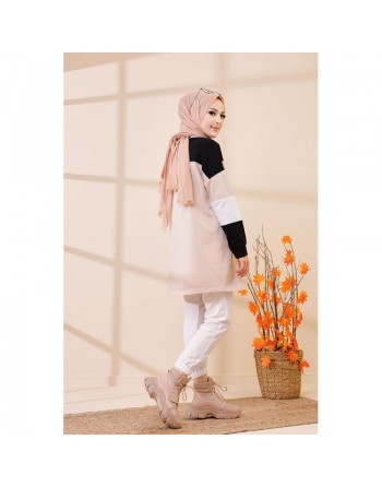 Tunique ample style décontracté et sport (Tenue Hijab moderne) - Couleur sable 