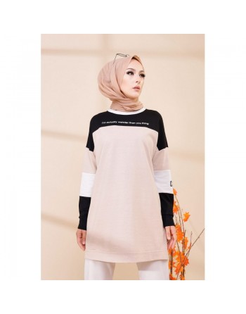 Tunique ample style décontracté et sport (Tenue Hijab moderne) - Couleur sable 