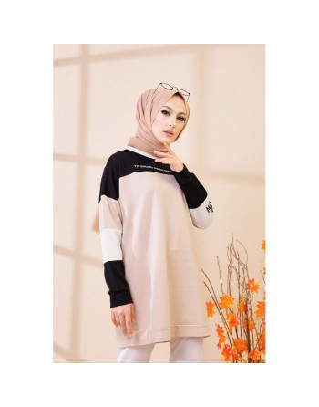 Tunique ample style décontracté et sport (Tenue Hijab moderne) - Couleur sable 