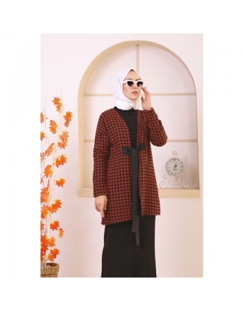 Veste avec ceinture (Vetement Hijab - Boutique en ligne France) - Couleur brique 