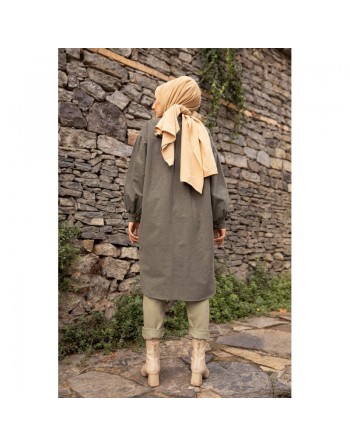 Chemise longue et ample pour femme (Vetement large pour hijab) - Couleur kaki 