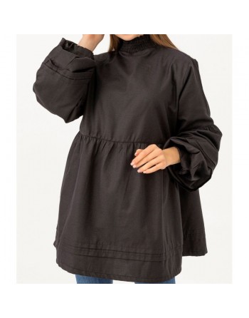 Tunique ample à manches larges pour femme - Couleur noir 
