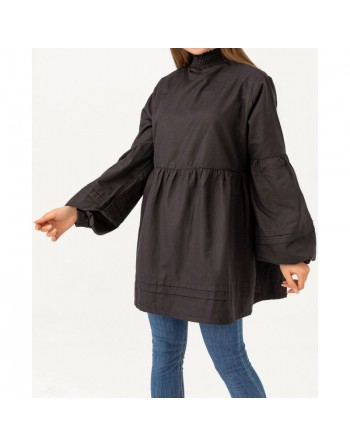 Tunique ample à manches larges pour femme - Couleur noir 