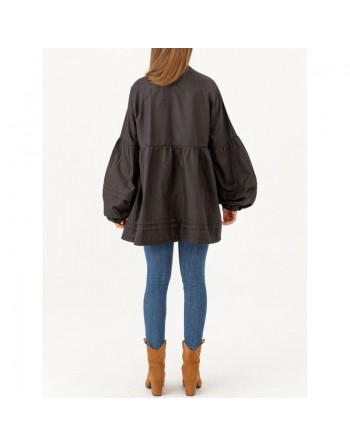 Tunique ample à manches larges pour femme - Couleur noir 